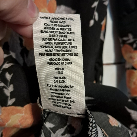 Free People Women's Long Sleeve Dress Size 4 Black Orange Floral Mini - Picture 12 of 12